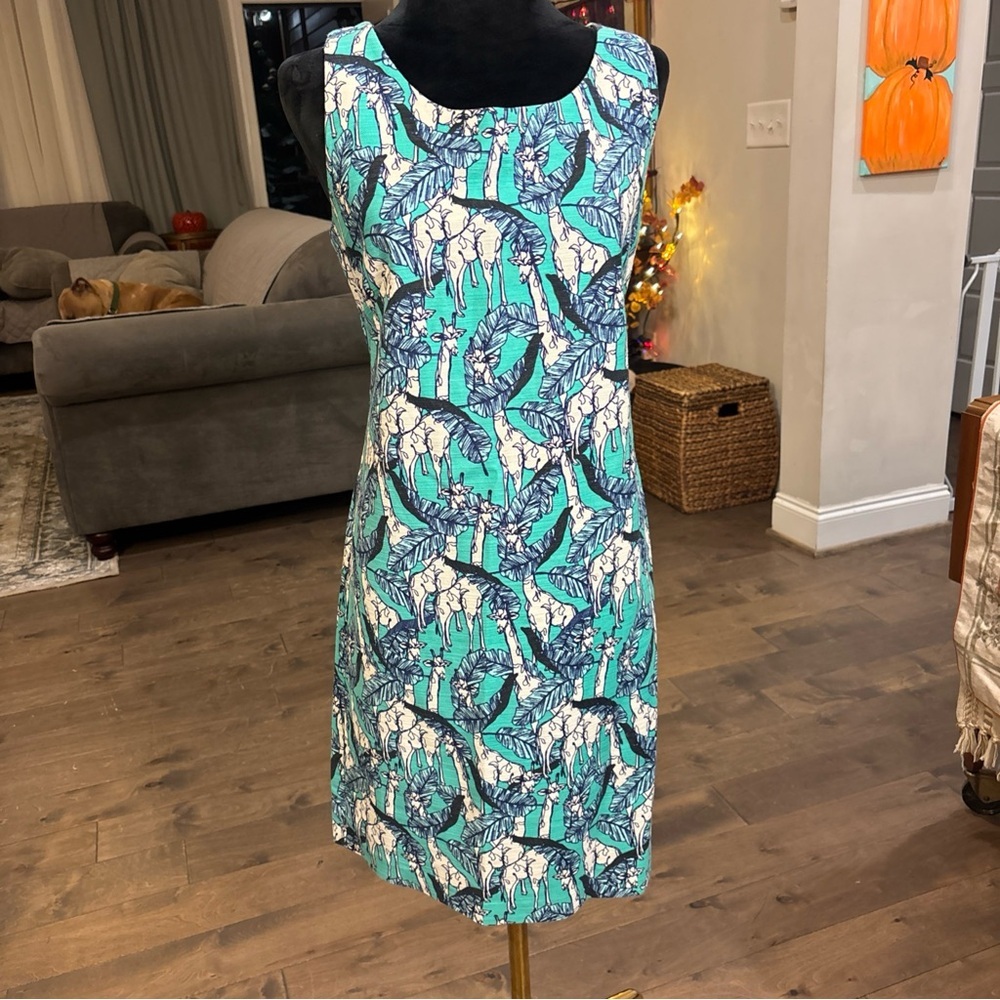 Talbots Teal and White Patterned Mini Dress